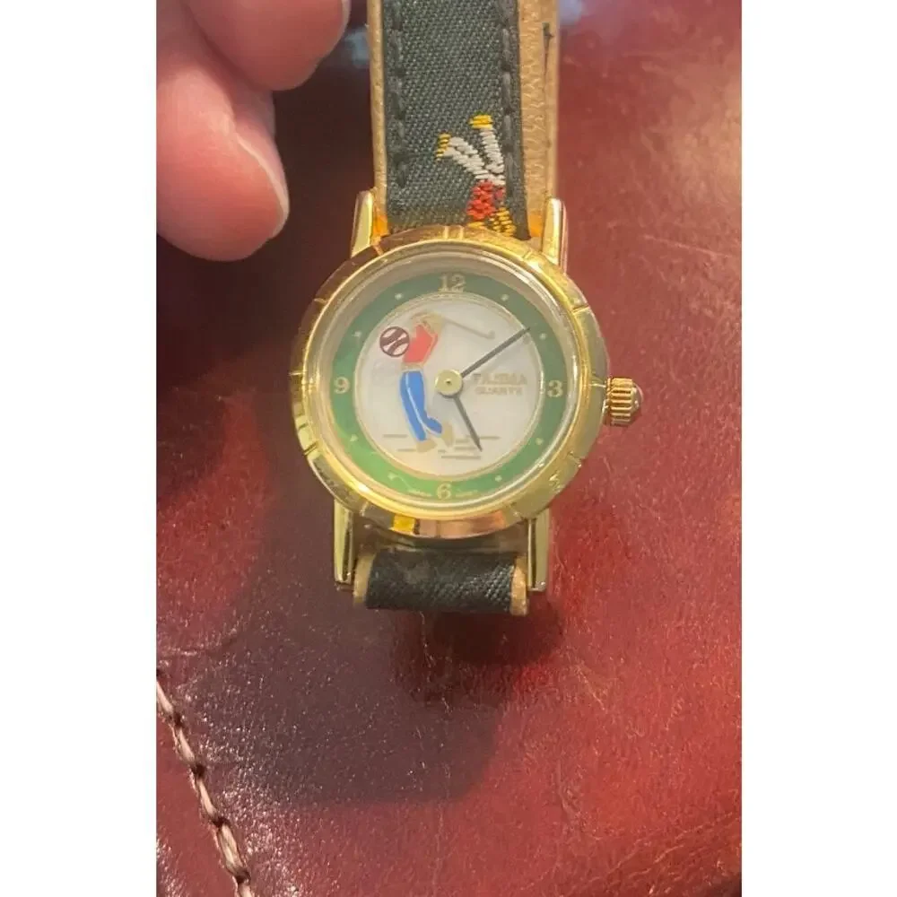 RARE Women's 23mm Gold Tone Tajima Golf Watch, Tapestry Band